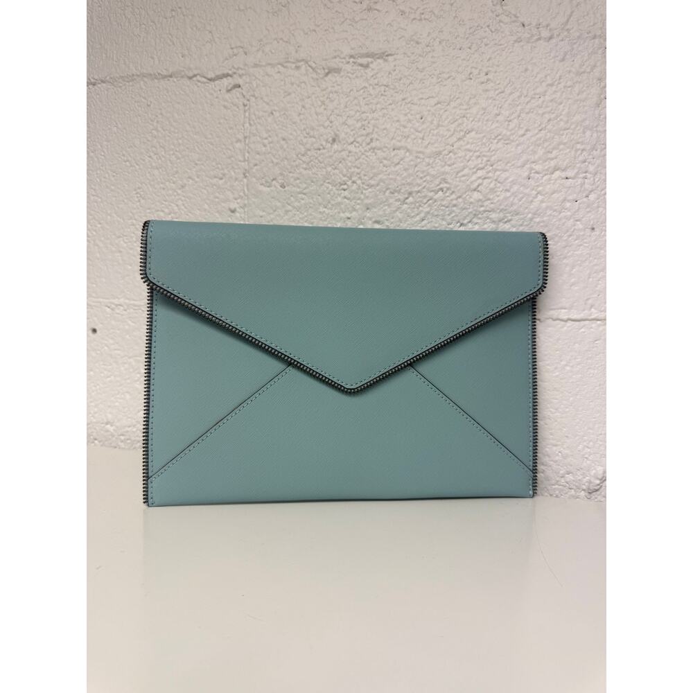 Rebecca Minkoff Leo Sea Mist Leather Envelope Clutch Bag Women's OS